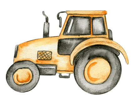 Yellow tractor. Watercolor hand drawn illustration. png