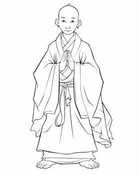 monk praying coloring page vector