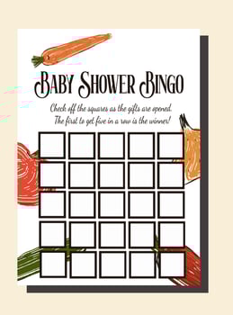 Locally Grown Farmer's Market Themed Baby SHower Bingo Game vector
