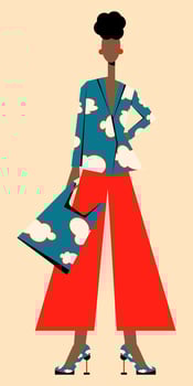 Stylish female image, Young girl in fashionable clothes, modern casual look on a young woman vector