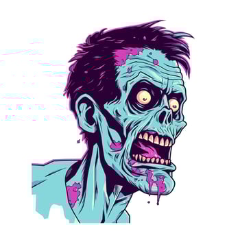 Zombie Head Neon Vector