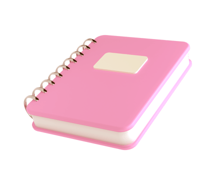 3d pink cute empty office notepad for school stationery isolated transparent png. Simple render illustration. Design element for posters, banners, calendar and greeting card png