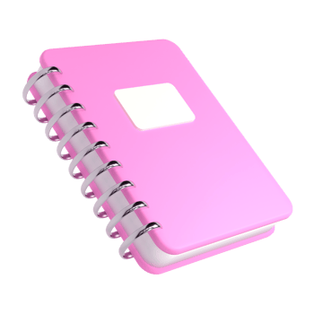 3d pink cute empty office notepad for school stationery isolated transparent png. Simple render illustration. Design element for posters, banners, calendar and greeting card png