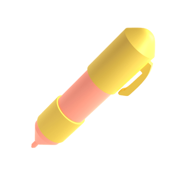 3d rendering icon office school pen stationery writing. Yellow and pink colors. Symbol illustration editable isolated transparent png