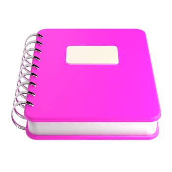 3d pink cute empty office notepad for school stationery isolated transparent png. Simple render illustration. Design element for posters, banners, calendar and greeting card png
