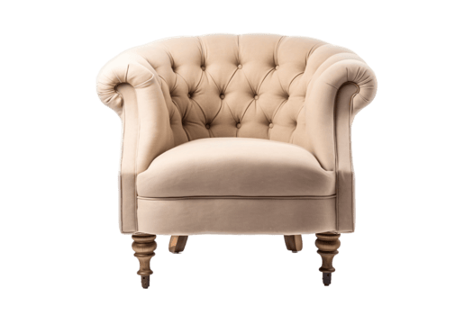 Beige armchair isolated on transparent background png
