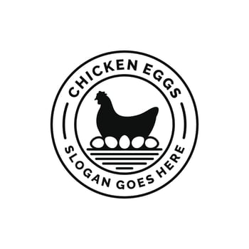 Chicken eggs farm logo design vector