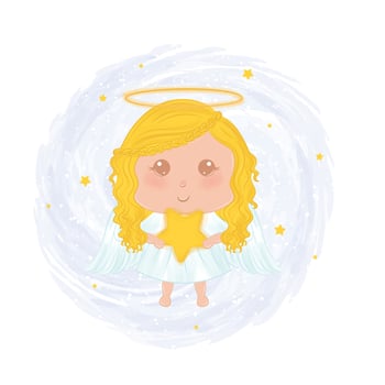 Isolated cute female angel character Vector