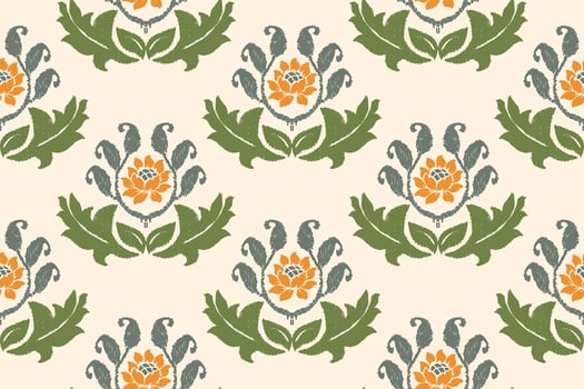 Seamless pattern of Ikat, traditional seamless pattern, yellow background, Aztec style, embroidery, abstract, vector, design illustration for texture, fabric, print. vector