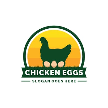 Chicken eggs farm logo design vector