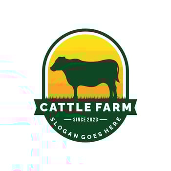 Cattle farm logo design vector illustration. Cow farm logo. Livestock logo vector