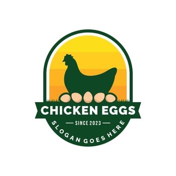 Chicken eggs farm logo design vector