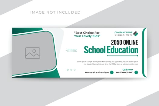 Kids school education social media post web banner and timeline cover template design vector