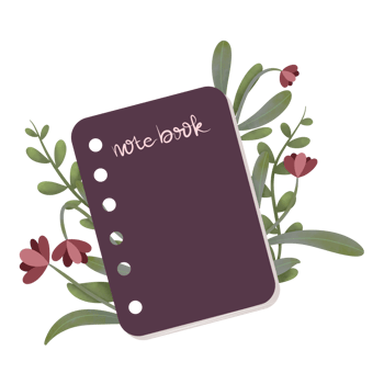 Flower under note book png