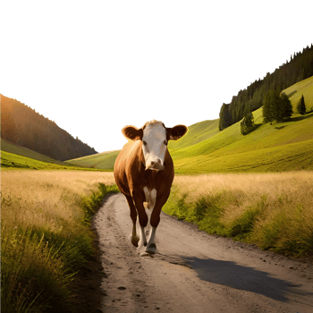 Majestic Cow in the Countryside generative with AI png