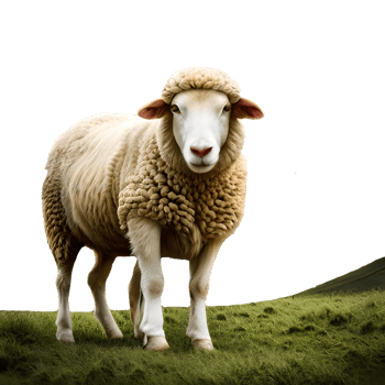 Fluffy White Sheep on a Green Meadow generative with AI png