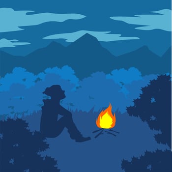Illustration of a man lost in Forest vector
