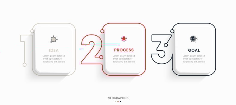 Vector Infographic label design template with icons and 3 options or steps. Can be used for process diagram, presentations, workflow layout, banner, flow chart, info graph.