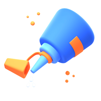 3D glue bottle illustrations render of functional and convenient glue bottle icon designs. Perfect for precise and easy application of glue in your crafts and projects. png