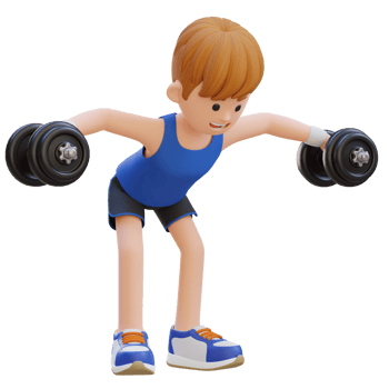 3D Sportsman Character Performing Dumbbell Bent Over Reverse Fly png