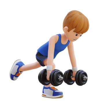 3D Sportsman Character Performing Dumbbell Single Leg Deadlift right png