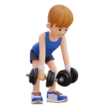 3D Sportsman Character Performing Dumbbell Bent Over Reverse Fly png
