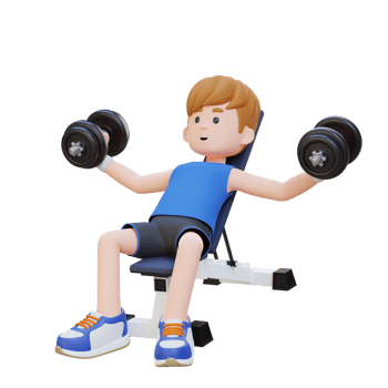 3D Sportsman Character Sculpting Muscular Chest with Incline Bench Dumbbell Chest Fly png