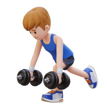 3D Sportsman Character Performing Dumbbell Single Leg Deadlift left png