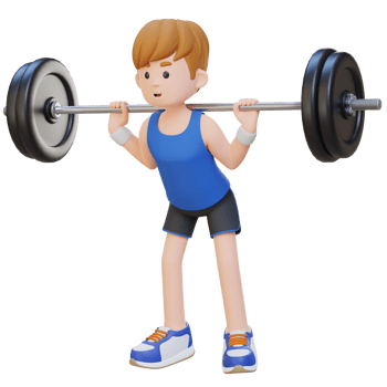 3D Sportsman Character Building Lower Body Strength with Barbell Squat Workout png