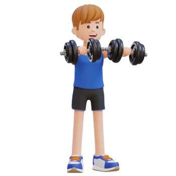 3D Sportsman Character Performing Dumbbell Front Raise png