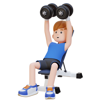 3D Sportsman Character Sculpting Muscular Chest with Incline Bench Dumbbell Chest Fly png