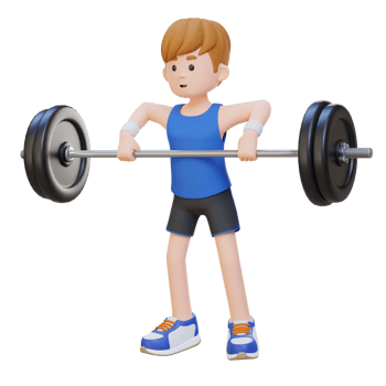 3D Sportsman Character Strengthening Shoulder Muscles with Upright Row Workout png