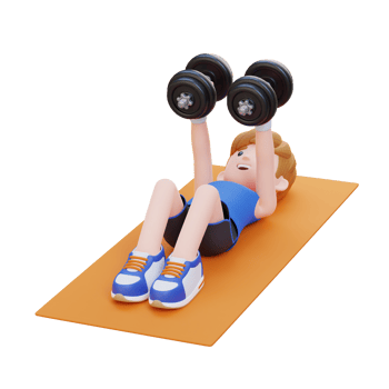 3D Sportsman Character Performing Dumbbell Chest Fly png