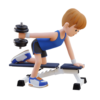 3D Sportsman Character Sculpting Triceps with Dumbbell Kickback Exercise png