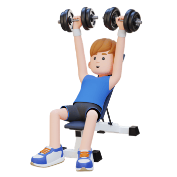 3D Sportsman Character Building Upper Body Strength with Incline Bench Dumbbell Chest Press png