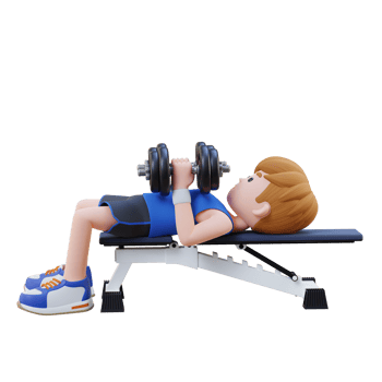 3D Sportsman Character Enhancing Upper Body Strength with Dumbbell Close Grip Bench Press png