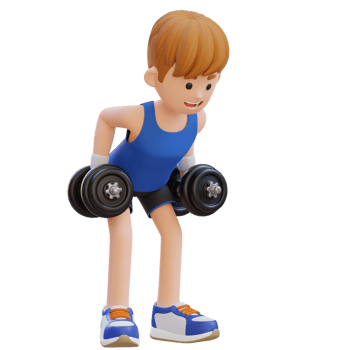 3D Sportsman Character Performing Bent Over Row   Dynamic Workout with Dumbbell png