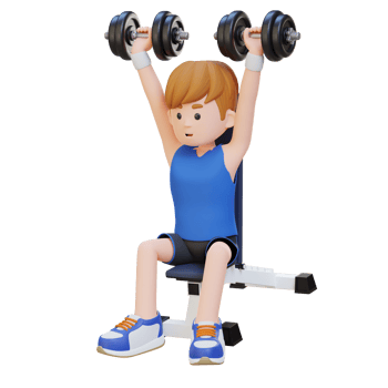 3D Sportsman Character Sculpting Strong Shoulders with Dumbbell Shoulder Bench Press png