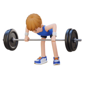 3D Sportsman Character Sculpting Back Muscles with Bent Over Row Workout png