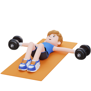 3D Sportsman Character Performing Dumbbell Chest Fly png