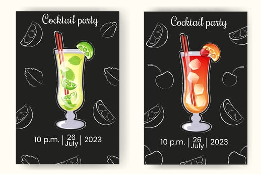Banner, , flyer, cocktail party invitation. vector