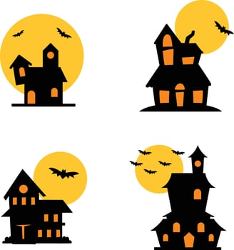 Halloween Haunted House silhouette collection. scary halloween house bundle set.For design decoration.Vector Illustration vector