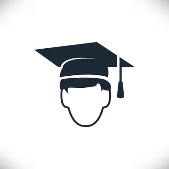 Graduation hat vector icon isolated on white background.