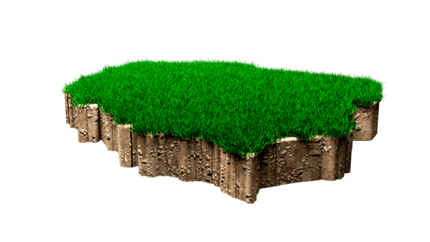 Poland map soil land geology cross section with green grass and Rock ground texture 3d illustration png
