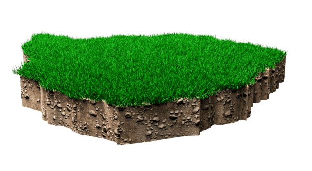 Zimbabwe map soil land geology cross section with green grass and Rock ground texture 3d illustration png