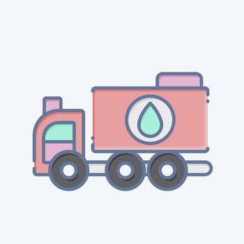 Icon Water Truck. related to Construction Vehicles symbol. doodle style. simple design editable. simple illustration vector
