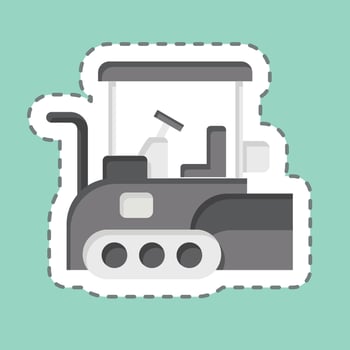 Sticker line cut Asphalt Paver. related to Construction Vehicles symbol. simple design editable. simple illustration vector