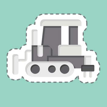 Sticker line cut Bulldozer. related to Construction Vehicles symbol. simple design editable. simple illustration vector