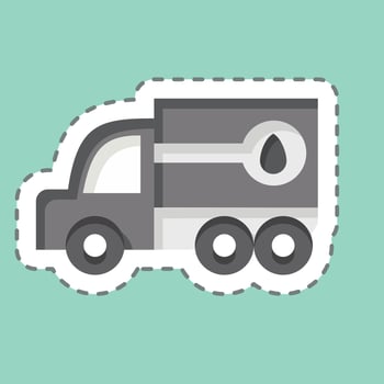 Sticker line cut Fuel Truck. related to Construction Vehicles symbol. simple design editable. simple illustration vector