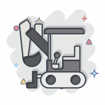Icon Compact Excavator. related to Construction Vehicles symbol. comic style. simple design editable. simple illustration vector